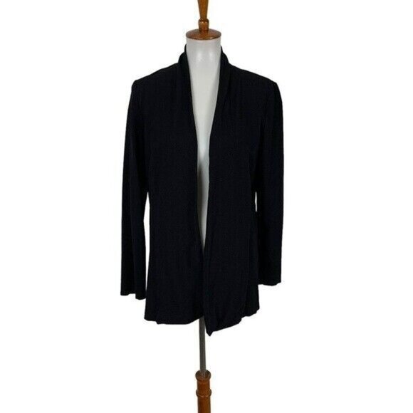 Eileen Fisher Black Open Front Long Sleeve Lightweight Cardigan Jacket Small - Picture 1 of 5